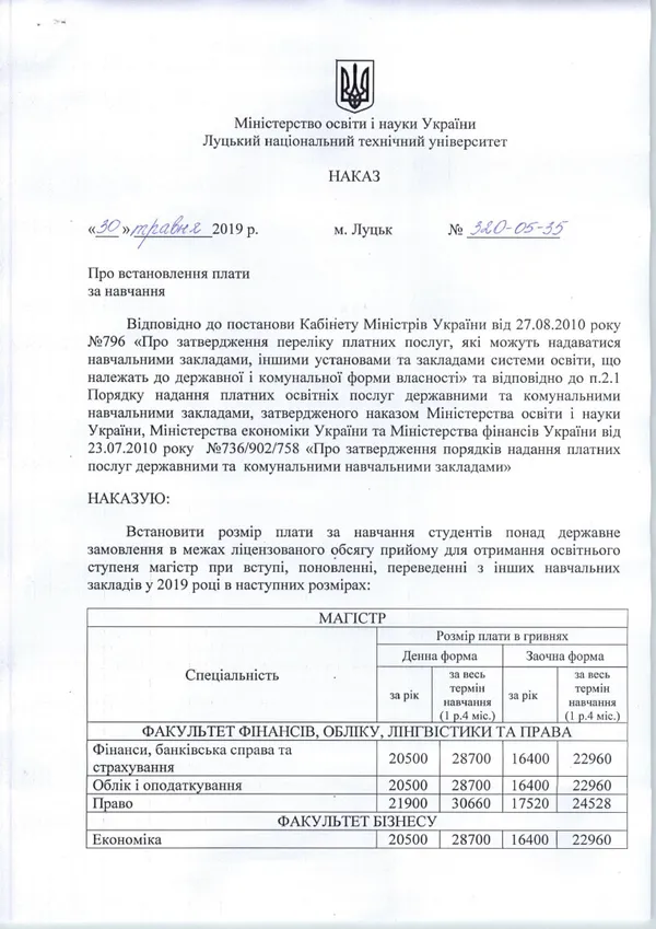 Скільки коштуватиме навчання у луцькому «політесі»