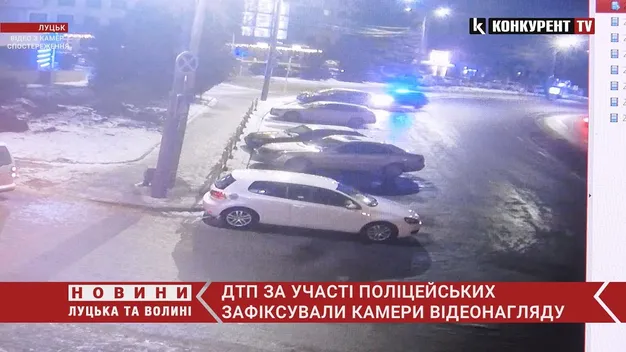 💥 Показали момент аварії за участю поліцейського автомобіля в центрі Луцька (відео)