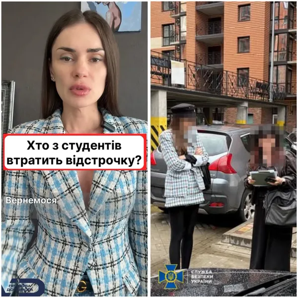 Ліворуч – скриншот із відео зі сторінки Доманської у соцмережах. Праворуч – фото із моментом повідомлення про підозру Службою безпеки України