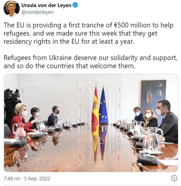 Євросоюз надасть 500 мільйонів євро для допомоги біженцям з України
