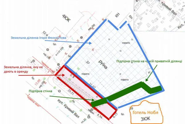 Схема території, яку «відкусили» власники «Нобеля»