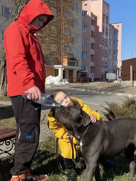 Діти Світлани Гаркавенко з собакою