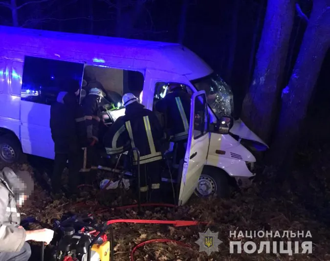 П'ятеро постраждалих: на Ковельщині бус протаранив дерево (фото, відео)