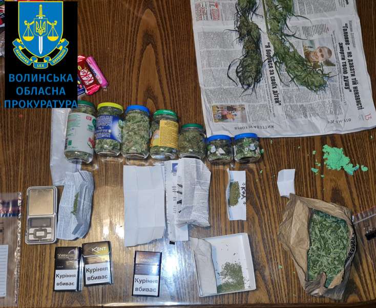 Канабіс, амфетамін і граната: у Луцьку затримали наркобаригу з Ківерців (фото)