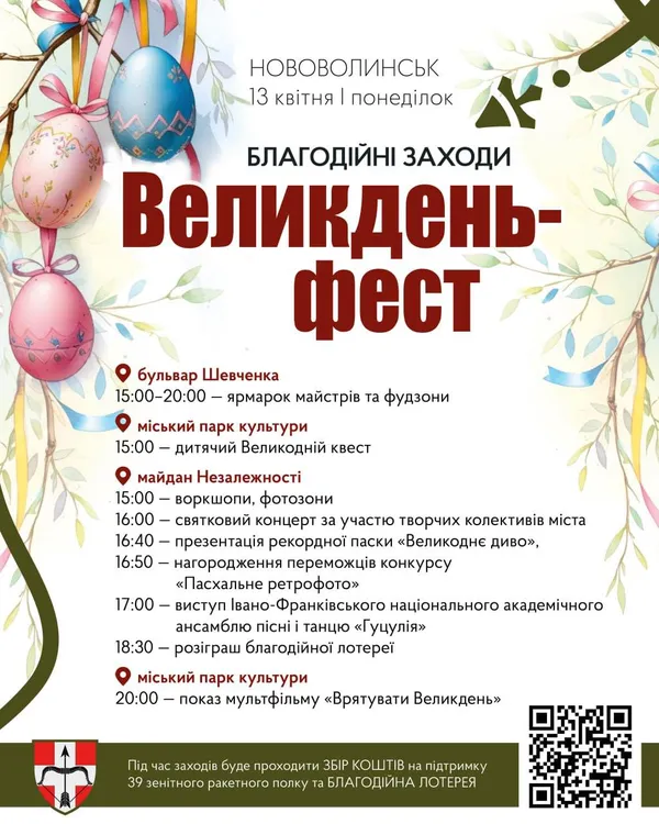 Ярмарок і рекордна паска: у Нововолинську пройде Великдень-фест