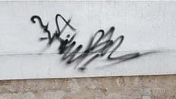 «На гарячому» спіймали хулігана, який розмальовував стіну суду в Луцьку (фото)