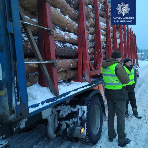 Інші порода й довжина: на Волині зупинили вантажівку з підозрілою деревиною (фото)