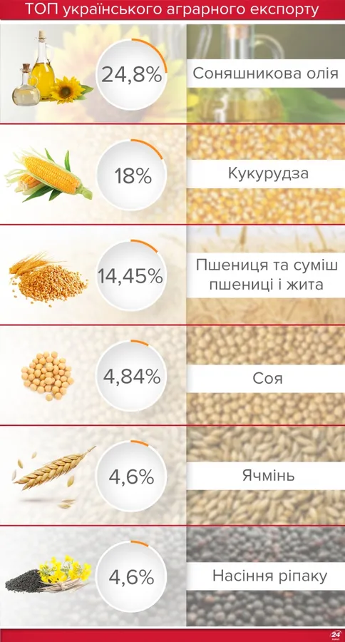 Чим торгують українські аграрії (інфографіка)