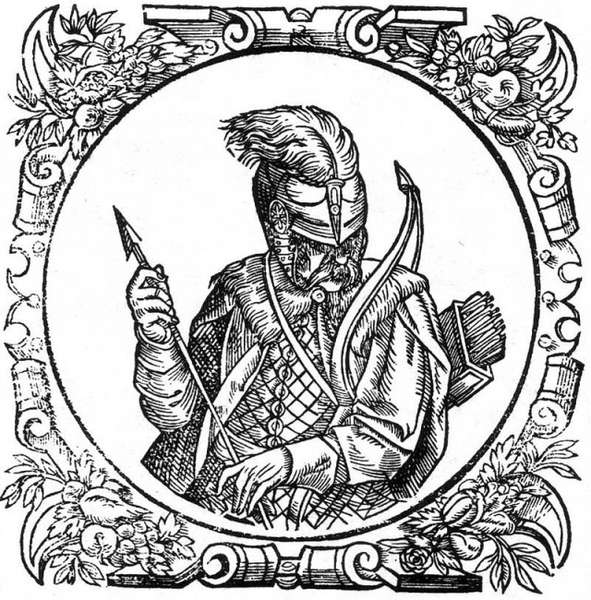 Князь Свидриґайло. Гравюра з книги «Опис Європейської Сарматії» Олександра Ґваніньї, 1581 р.