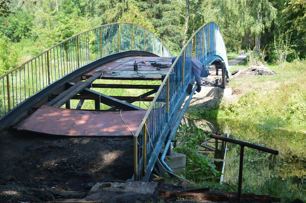У центральному парку Луцька ремонтують трухлявий міст (фотофакт)