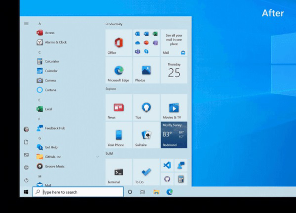 На Windows 10 «Пуск» може стати частково прозорим