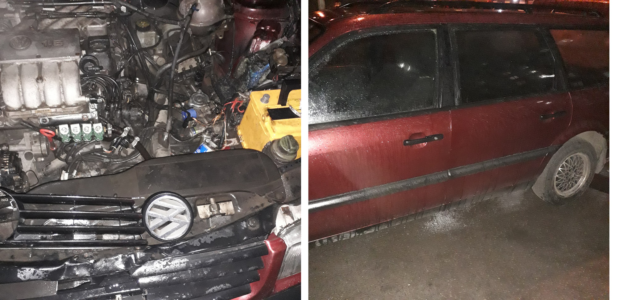Пошкоджений капот і решітка бампера: у Луцьку горів автомобіль