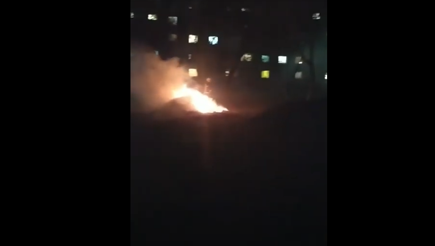 На проспекті Молоді в Луцьку підпалили гору листя (відео)