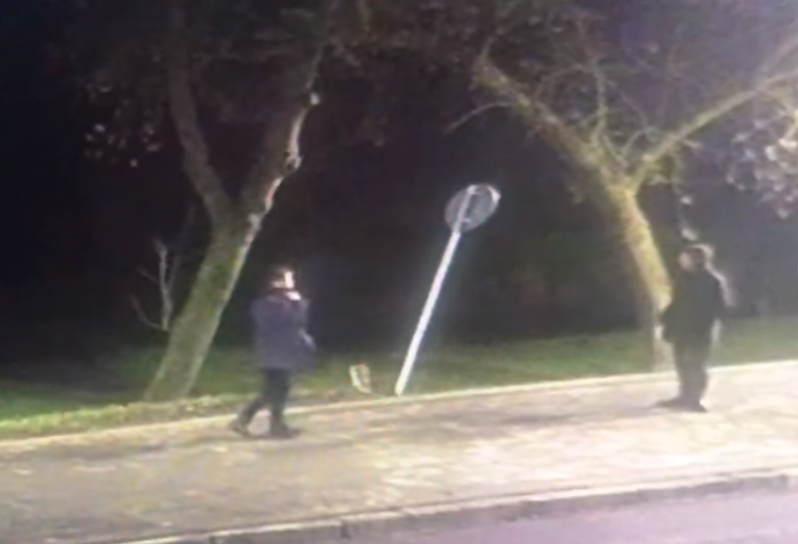 Знесли дорожний знак: у Луцьку за допомогою відеокамер знайшли вандалів (відео)