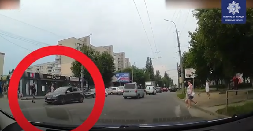 У Луцьку водій не пропустив пішохода на «зебрі» (відео)