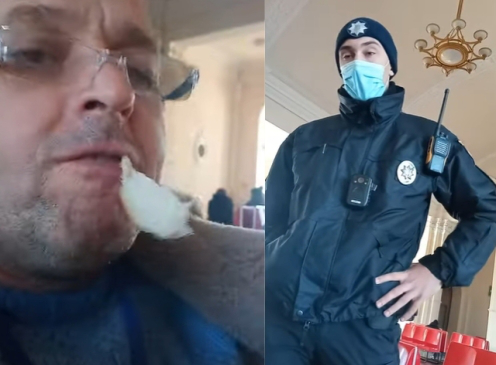 «Пиріжок без маски»: у Чернігові патрульний заборонив чоловіку їсти на вокзалі (відео)
