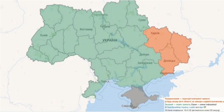 В Україні створили онлайн-мапи повітряних тривог