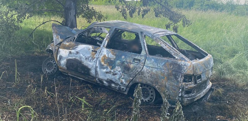Двоє загиблих: на Волині авто злетіло в кювет і згоріло (фото)