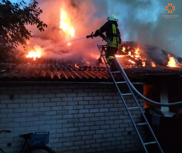 Влучила блискавка: у Луцькому районі загорівся цегляний сарай (фото)
