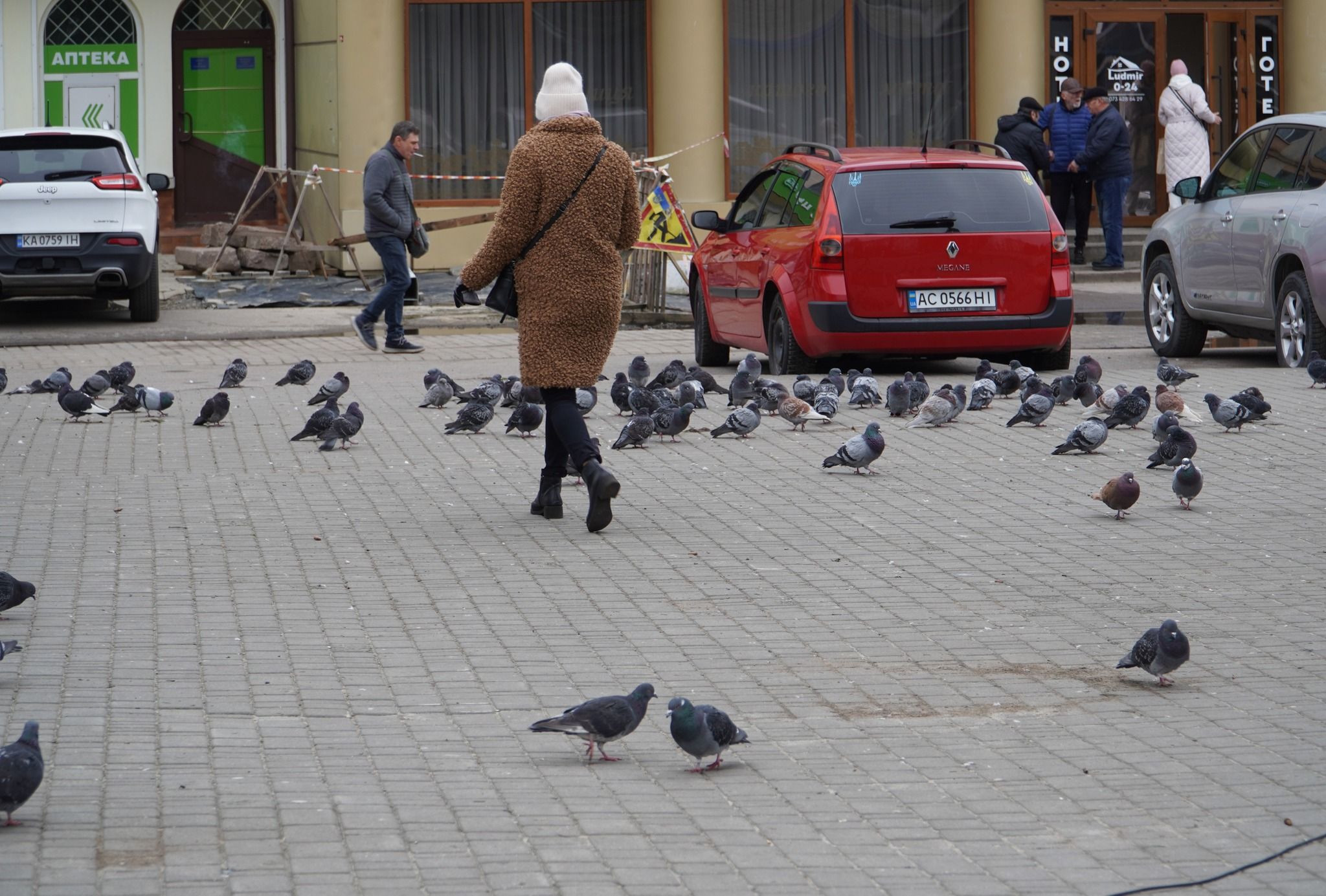 Через пташиний послід біля дошки пам'яті Героїв у Володимирі просять не годувати голубів