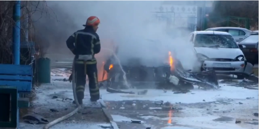 В Енергодарі вибухнуло авто колаборанта (фото, відео)